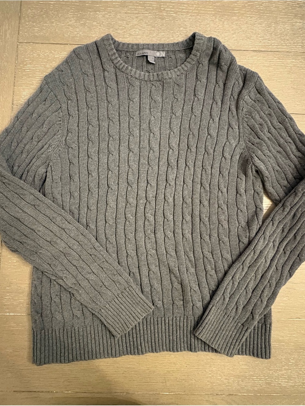 Old Navy Men's Heather Gray Cable Crewneck Sweater
